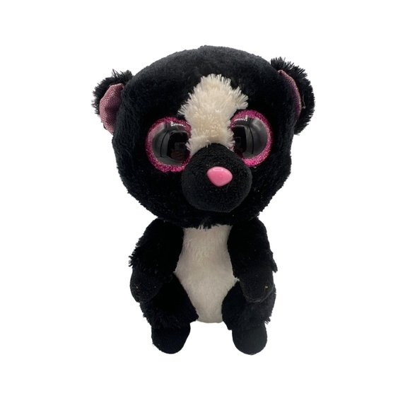 Ty Beanie Boos Flora Skunk Plush Stuffed Animal Pet Toy Pink Glitter Eyes - Picture 2 of 8